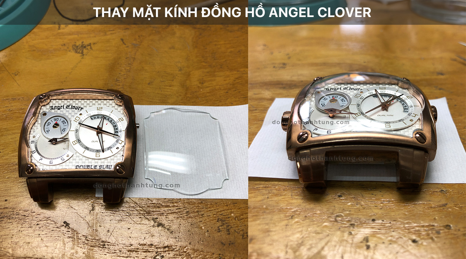 Thay mat kinh dong ho Angel Clover